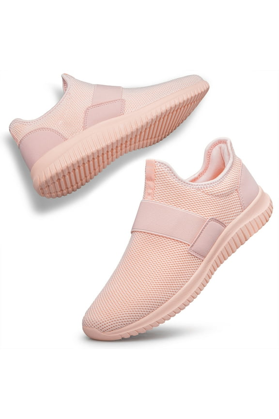 Women's Athletic Shoes Breathable Slip On Running Shoes, Lightweight Pink, Size 8