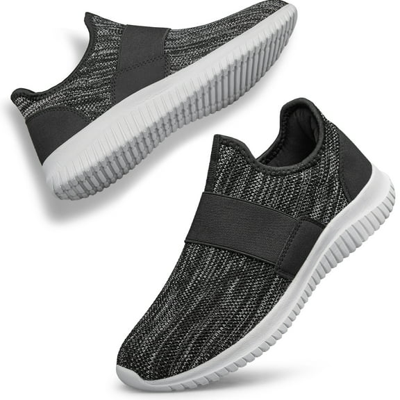 YHOON Women’s Slip On Walking Shoes, Non Slip/Lightweight/Breathable, Black/White