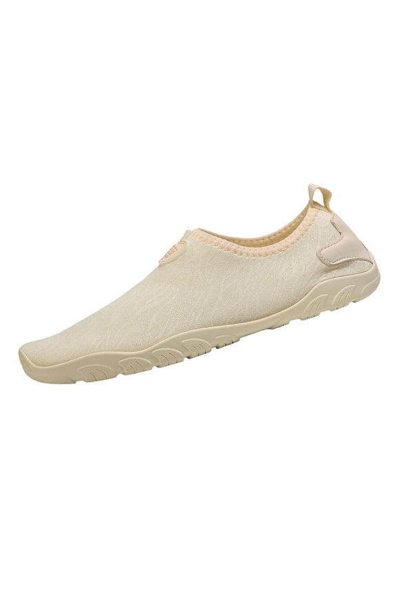 Womens Slip On Water Shoes Quick Dry Lightweight Aqua Socks for Beach Pool Non-Slip Barefoot Feel Beige,Size 6.5