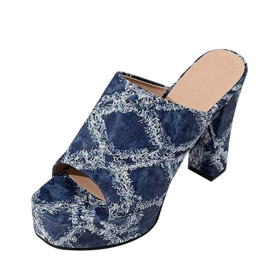 Womens Slip On Patent Casual Party Open Toe Platform Stiletto High Heel Heeled Sandals Women's Fashionable And Casual All-Match Round-Toed Fish-Mouth High-Heeled Sandals