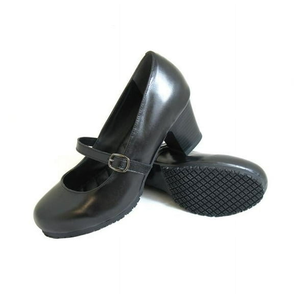Womens Slip-Resistant Leather Mary Jane  Black - Size 5