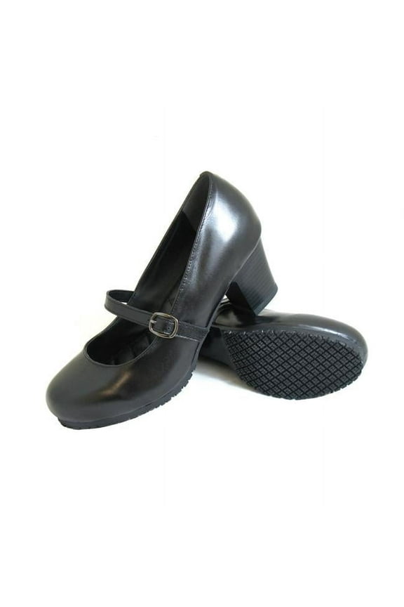 Womens Slip-Resistant Leather Mary Jane Black - Size 5