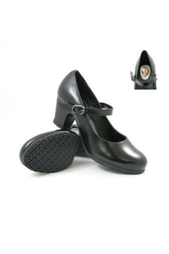 Womens Slip-Resistant Leather Mary Jane Black - Size 7