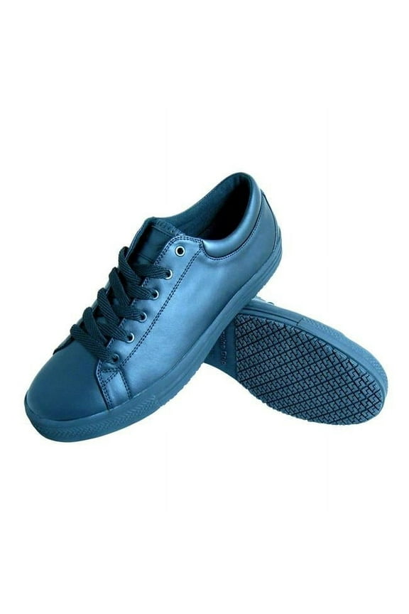 Womens Slip-Resistant Retro Lace-up Work Shoes, Black - Size 7 Wide