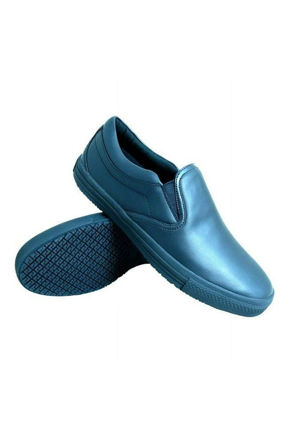 Womens Slip-Resistant Retro Slip-on Work Shoes, Black - Size 8.5 Wide