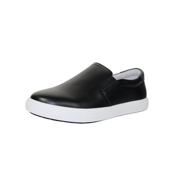 Womens Slip Resistant Shoe Casual Walking Comfortable Black Leather Shoes