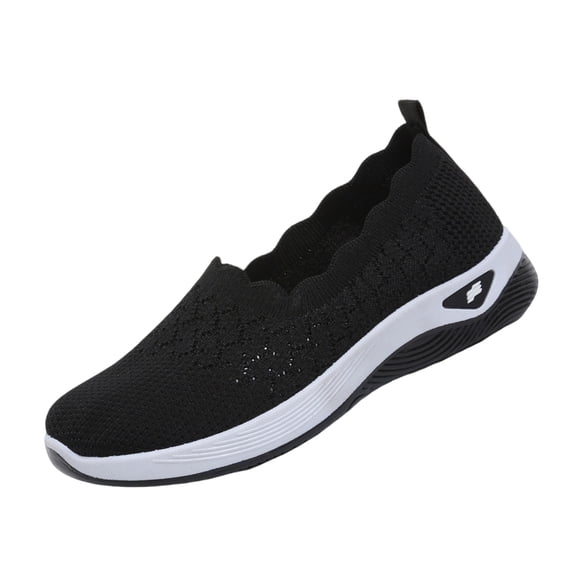 Womens Slip on Walking Shoes Comfort Lightweight Breathable Sock Shoe Non-Slip Mesh Casual Scallop Trim Tennis Running Athletic Gym Workout Chunky Sneakers Comfortable Workout Shoe, 37