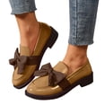 thumbnail image 1 of Womens Slip On Walking Shoes, Patent Leather Shoes for Women, Flats Shoes Women, Ladies Patent Leather Loafers With Bow, Slip-On Flat Shoes, Casual Comfort Footwear, Khaki 8.5, 1 of 9