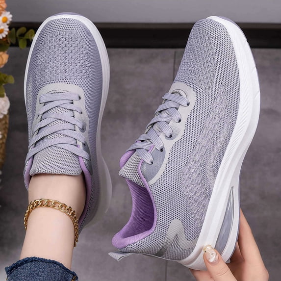 Womens Slip On Walking Shoes, Womens Sneakers Air Cushion Running Shoes Lightweight Tennis Walking Shoes Mesh Breathable Gym Work Fashion Sneakers Athletic Comfortable Casual, Gray 7.5
