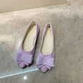 thumbnail image 1 of Womens Slip-on Flat Shoes Cute Bow Flock Shoes Shallow Mouth Suede Shoes Soft Comfortable Solid Classic Pointed Toe Flats Shoes, 1 of 3
