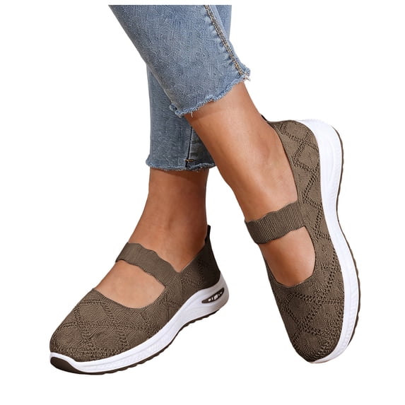 Womens Slip on Shoes Casual Breathable Loafers with Arch Support Soft Sole Non Slip Casual Daily Breathable Sneakers Brown Size 6