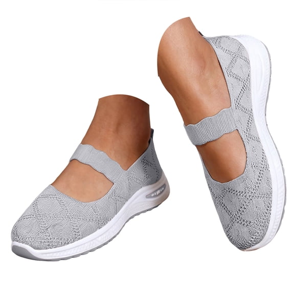 Womens Slip on Shoes Casual Breathable Loafers with Arch Support Soft Sole Non Slip Casual Daily Breathable Sneakers Gray Size 6.5