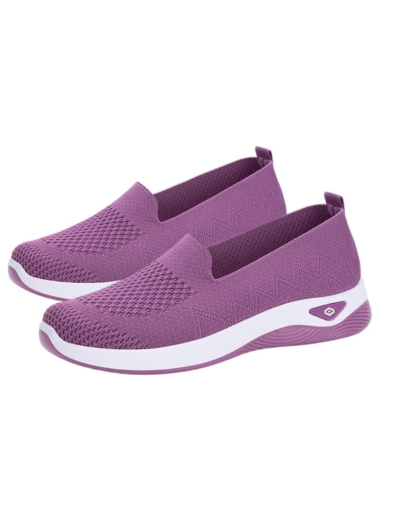 Womens Slip on Sneaker Walking Shoes Lightweight Breathable Comfortable Soft Sole Non-Slip Summer Sneakers | Purple US Size 9.5
