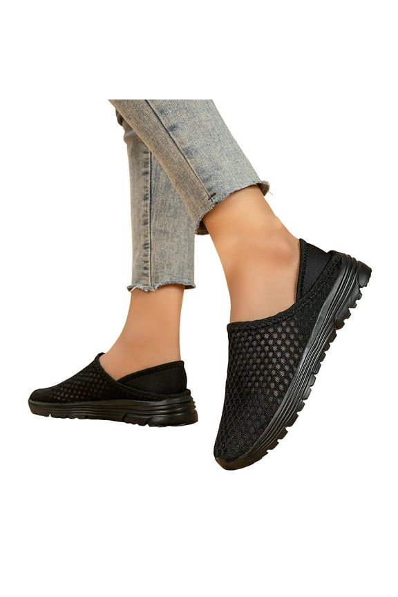 Womens Slip on Sneakers Breathable Mesh Mules Comfort Outdoor Backless Clogs Driving Sandals Walking Shoes