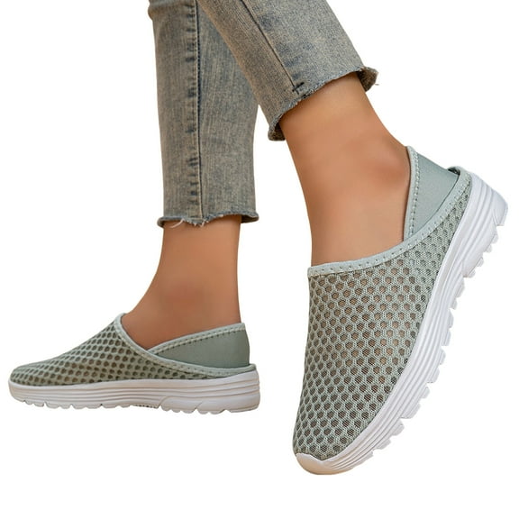 Womens Slip on Sneakers Breathable Mesh Mules Comfort Outdoor Backless Clogs Driving Sandals Walking Shoes