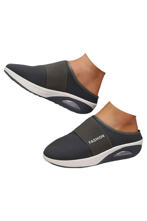 Womens Slip on Sneakers Open Back Shoes Comfort Walking Shoes Breathable Slippers Closed Toe Slides