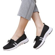 Womens Slip on Walking Shoes Spring Comfortable Breathable Lace up Mesh Golf Driving Nursing Sneakers
