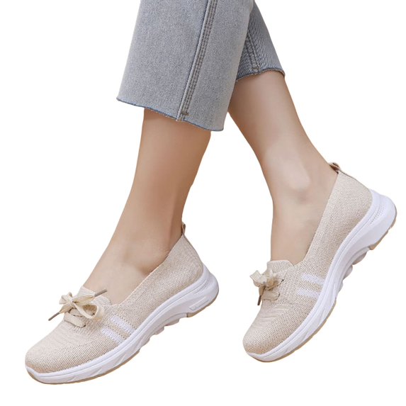 Womens Slip on Walking Shoes Spring Comfortable Breathable Lace up Mesh Golf Driving Nursing Sneakers