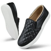 Womens Slip-ons Loafers Shoes for Womens Fashion Sneakers Comfortable Walking Flats Casual Black Size 9