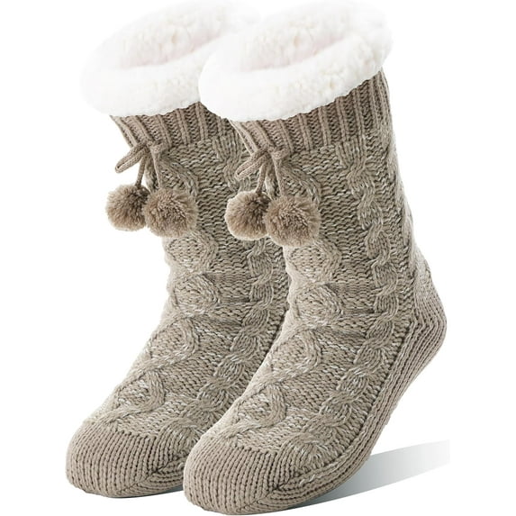 Womens Slipper Fuzzy Grips Socks Fluffy Winter Warm Thick Thermal Cozy Plush Non Slip Cabin Soft Fleece Socks 1Pairs