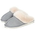 thumbnail image 1 of Womens Slipper Memory Foam Fluffy Soft Warm Slip On House Slippers,Anti-Skid Cozy Plush for Indoor Outdoor(Grey), 1 of 7