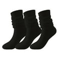 thumbnail image 1 of Womens Slipper Socks 3pc Men's and Women's Scrunch Socks Winter Warm Solid Color Long Knitted Tube Athletic Calf Socks Black M, 1 of 9