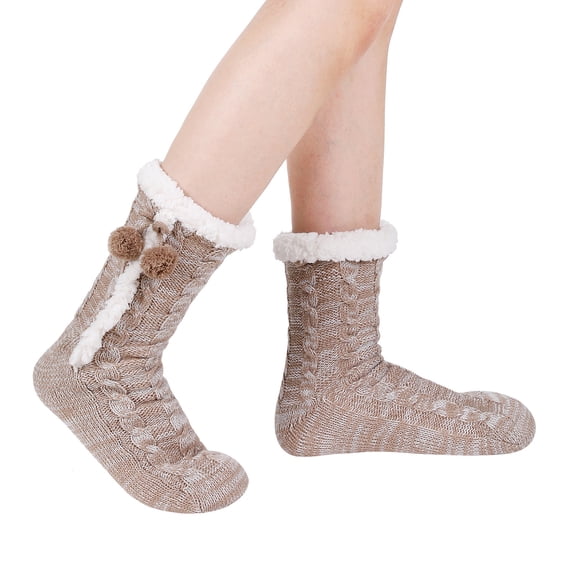 Womens Slipper Socks Fuzzy Fluffy Cabin Cozy Winter Thick Warm Comfy Fleece Soft Grips Christmas Socks
