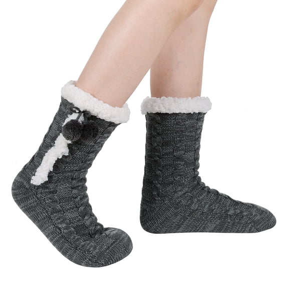 Womens Slipper Socks Fuzzy Fluffy Cabin Cozy Winter Thick Warm Comfy Fleece Soft Grips Christmas Socks