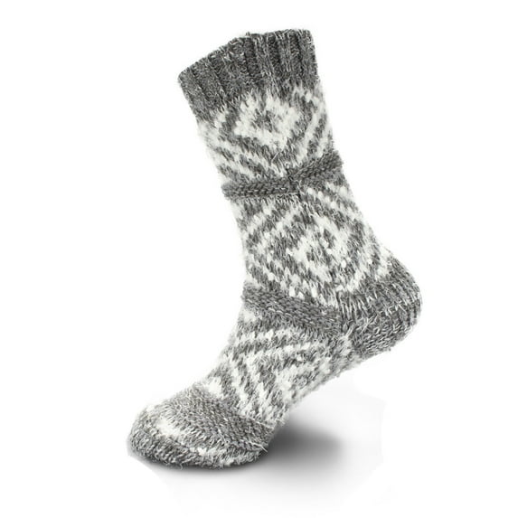 Womens Slipper Socks - Thick Vintage Sweater Patterned Cabin Crew Socks
