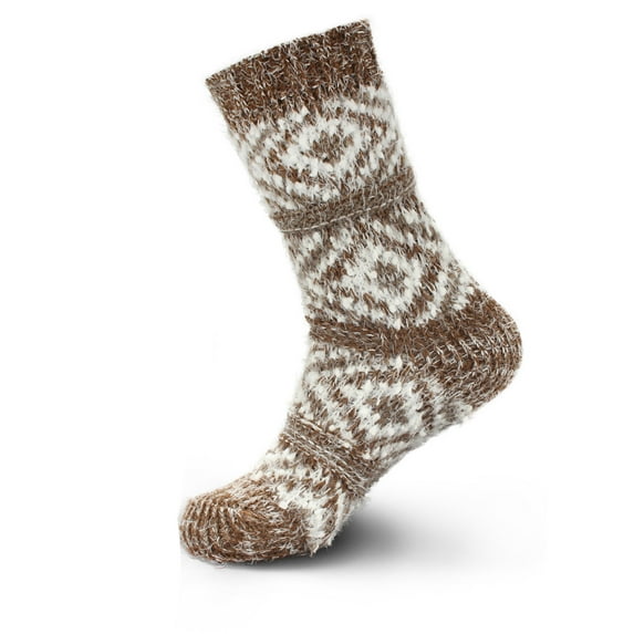 Womens Slipper Socks - Thick Vintage Sweater Patterned Cabin Crew Socks