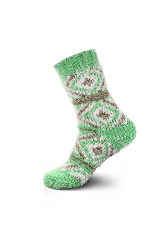 Womens Slipper Socks - Thick Vintage Sweater Patterned Cabin Crew Socks