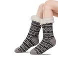 thumbnail image 1 of Womens Slipper Socks Winter Warm Fleece Lined Socks Cozy Soft Thick Fuzzy Non Slip Indoor Christmas Socks Dark Gray, 1 of 5