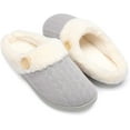 thumbnail image 1 of Womens Slipper Warm Comfy Memory Foam House Slippers Knitted Shoes Faux Fur Lined Anti-Skid Rubber Sole Bedroom Cozy Indoor Outdoor Slippers, 1 of 12