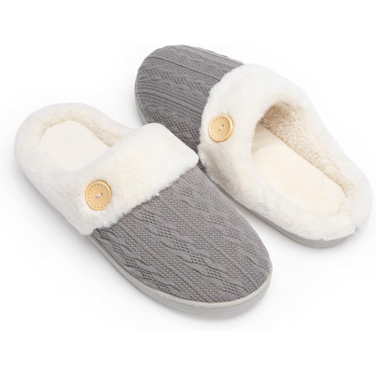 Womens Slipper Warm Comfy Memory Foam House Slippers Knitted Shoes