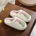 thumbnail image 1 of Womens Slippers Casual Couples Bow Christmas Tree Interior Warm Winter Home Slippers, 1 of 6