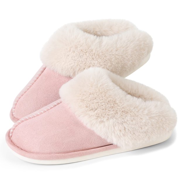 Womens Slippers Cozy Warm Winter Slip On House Shoes Fluffy Soft Memory ...