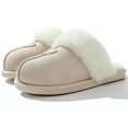 thumbnail image 1 of Womens Slippers Fuzzy Memory Foam House Slippers Faux Suede Winter Warm Indoor Shoes, 7-8 White, 1 of 7
