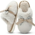 thumbnail image 1 of Womens Slippers Memory Foam House Slippers for Women Fuzzy Plush Comfy Faux Fur Slippers with Butterfly Tie Anti-Skid House Shoes Indoor Outdoor, 1 of 7