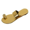 thumbnail image 1 of Womens Slippers Summer Open Toe Slip-On Peep Toe Flat Heels Flip-Flops Thong Shoes for Women Beach Vacation Holiday Gold 6.5, 1 of 5