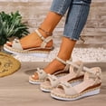 thumbnail image 1 of Womens Slippers Wedge Peep Toe Thick Soled Ankle Straps Fashionable Casual Beach Shoes Outerwear Versatile Spring Summer Breathable Sandals, 1 of 10