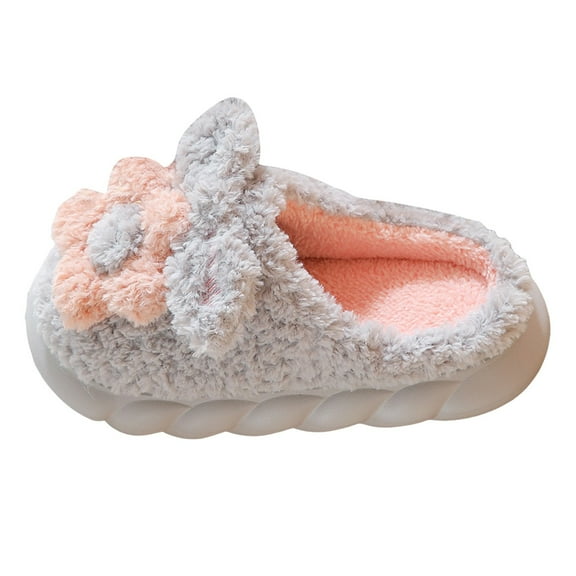 Womens Slippers Winter Warm Plush Flower Cloud Memory Foam House Slippers for Woman Non Slip Indoor Shoes