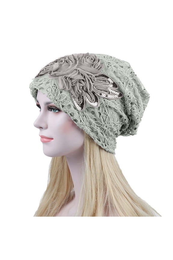 Womens Slouchy Beanie Soft Chemo Caps Breathable Cancer Headwear Hats Turban Gray One Size
