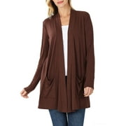 Womens Slouchy Long Sleeve Open Front Draped Cardigan Sweater
