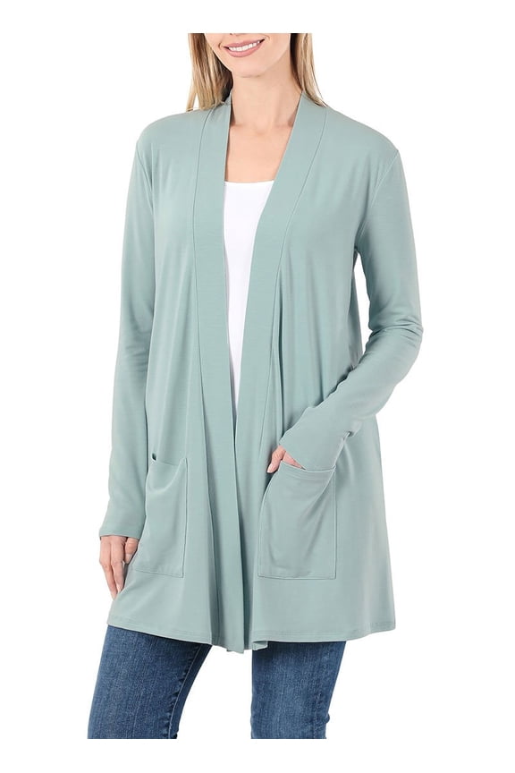 Womens Slouchy Long Sleeve Open Front Draped Cardigan Sweater