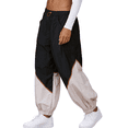 thumbnail image 1 of Womens Slouchy Nylon Pants Casual Colorblock Workout Ankle Pants Baggy Wide Leg Track Pants, 1 of 7