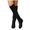 thumbnail image 1 of Womens Slouchy Thigh High Boots Fashion Solid Color Suede Low Heel over The Knee Length Long Tall Dress Boots, 1 of 7