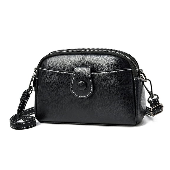 Womens Small Crossbody Bag Shoulder Hand Bags Leather Crossbody Purse for Women Lightweight Adjustable Strap Black
