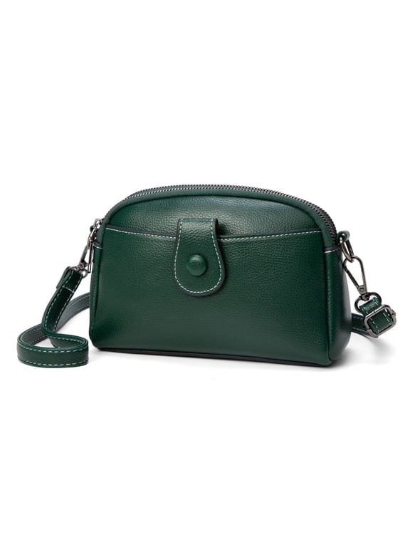 Womens Small Crossbody Bag Shoulder Hand Bags Leather Crossbody Purse for Women Lightweight Adjustable Strap Green