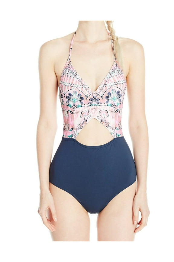 Womens Small Floral Cutout One-Piece Swimwear S