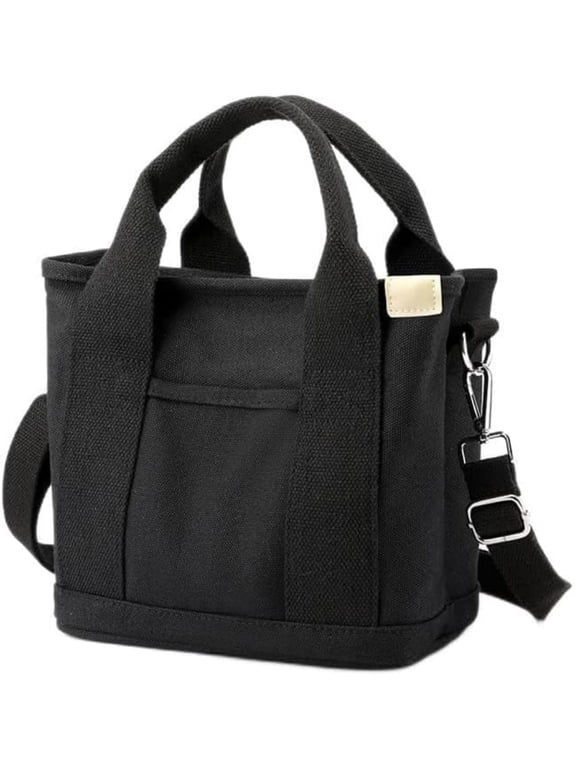 Womens Small Tote Bag with Zipper, Canvas Multi-Pocket Crossbody Bag Shoulder Bag Satchel Bag